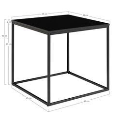 Square side table made of wood and steel in black, 45 x 45 x 45 cm | Vita
