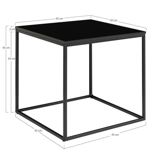 Square side table made of wood and steel in black, 45 x 45 x 45 cm | Vita