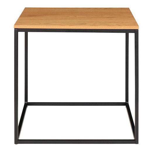 Square side table made of wood and steel in oak and black, 45 x 45 x 45 cm | Vita