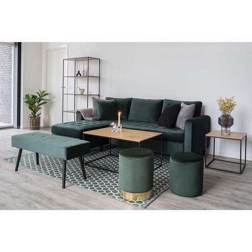 Square side table made of wood and steel in oak and black, 45 x 45 x 45 cm | Vita