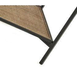 Table d'appoint carrée Oksama S en métal, verre et rotin noir/naturel, 37x37x55 cm