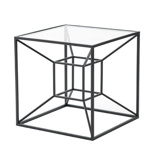 Mesa Auxiliar Cubo 53 x 52 x 60 cm Metal Negro
