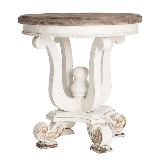 Mesa Auxiliar de Abeto Blanco/Madera, Ø68x72cm