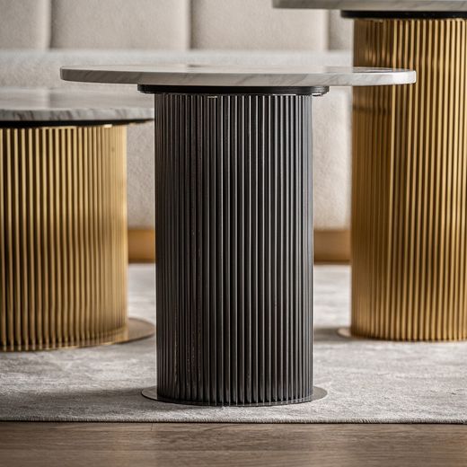 Steel Side Table Coen White/Black, Ø50x45cm