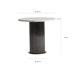 Steel Side Table Coen White/Black, Ø50x45cm