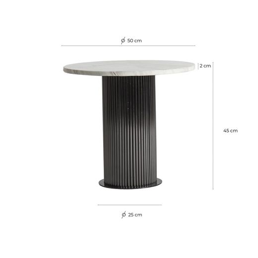 Steel Side Table Coen White/Black, Ø50x45cm
