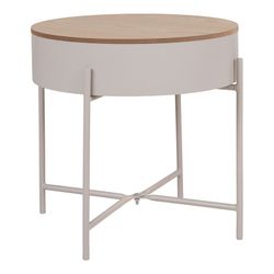 Table d'appoint en acier beige et naturel, 40 x 40 x 40 cm | Sisco