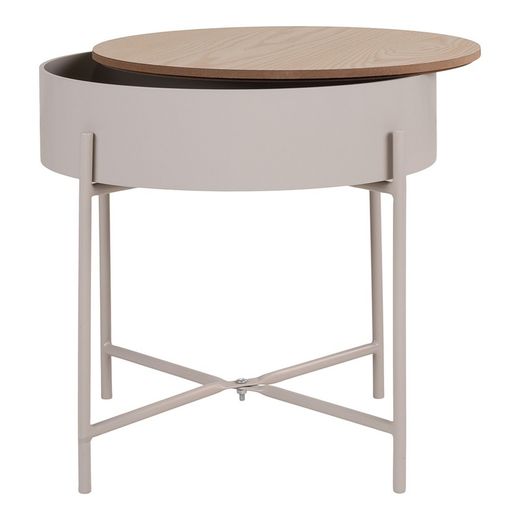 Table d'appoint en acier beige et naturel, 40 x 40 x 40 cm | Sisco