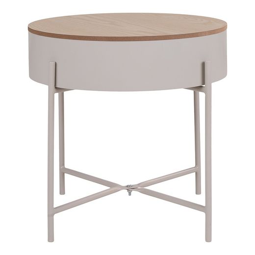 Table d'appoint en acier beige et naturel, 40 x 40 x 40 cm | Sisco