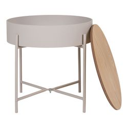 Table d'appoint en acier beige et naturel, 40 x 40 x 40 cm | Sisco