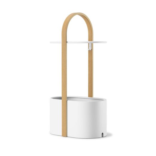 Table d'appoint en acier et eucalyptus en blanc et naturel, 35 x 24 x 69 cm | Bellwood