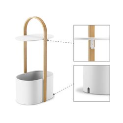 Table d'appoint en acier et eucalyptus en blanc et naturel, 35 x 24 x 69 cm | Bellwood