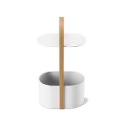 Table d'appoint en acier et eucalyptus en blanc et naturel, 35 x 24 x 69 cm | Bellwood