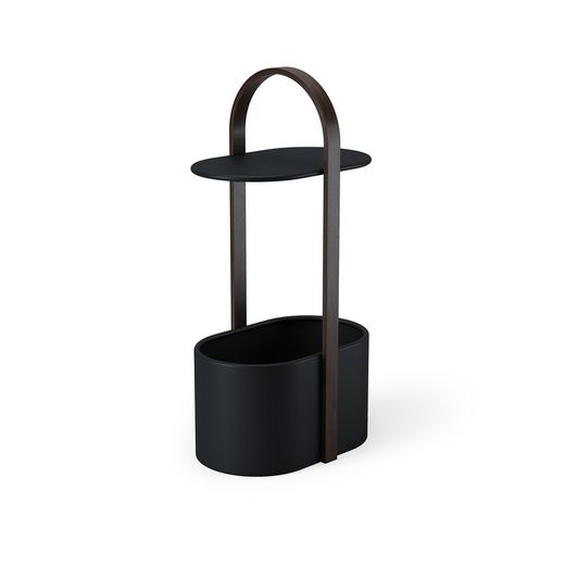 Mesa auxiliar de acero y eucalipto en negro y nogal, 35 x 24 x 69 cm | Bellwood