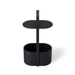 Table d'appoint en acier et eucalyptus en noir et noyer, 35 x 24 x 69 cm | Bellwood