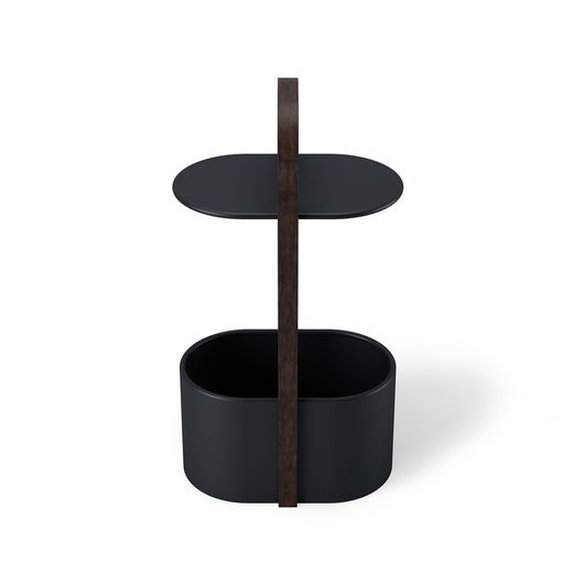 Table d'appoint en acier et eucalyptus en noir et noyer, 35 x 24 x 69 cm | Bellwood