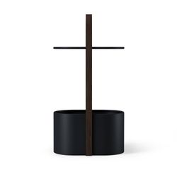 Table d'appoint en acier et eucalyptus en noir et noyer, 35 x 24 x 69 cm | Bellwood