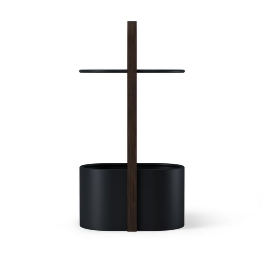 Table d'appoint en acier et eucalyptus en noir et noyer, 35 x 24 x 69 cm | Bellwood