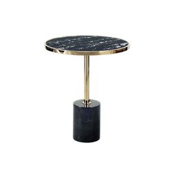 Steel and Black Dekala Marble Side Table, Ø46x54cm