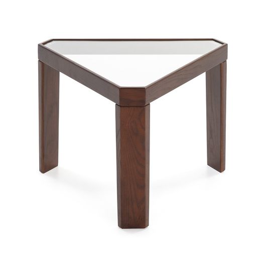 Tavolino in vetro e legno, 54x47x40 cm
