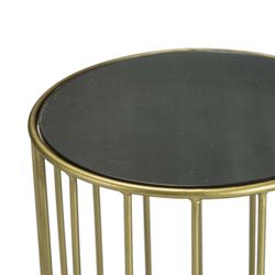 Glass and Black/Gold Metal Side Table, Ø43x65cm