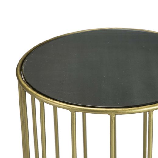 Glass and Black/Gold Metal Side Table, Ø43x65cm