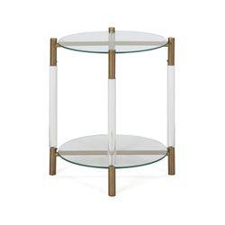 Table d'appoint en verre acrylique et métal doré, 45x40x52 cm