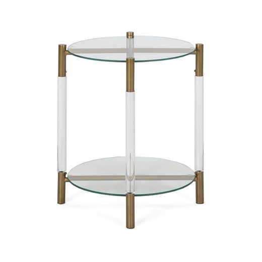 Table d'appoint en verre acrylique et métal doré, 45x40x52 cm