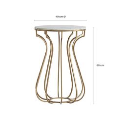 Table d'appoint en fer et marbre Tweng or/blanc, Ø41x60cm