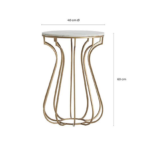 Table d'appoint en fer et marbre Tweng or/blanc, Ø41x60cm