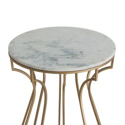 Table d'appoint en fer et marbre Tweng or/blanc, Ø41x60cm