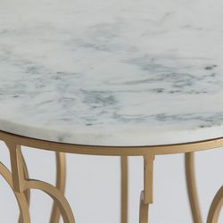 Table d'appoint en fer et marbre Tweng or/blanc, Ø41x60cm