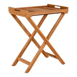 Tavolino da giardino con vassoio in legno di teak naturale, 60 x 40 x 70 cm | Girare