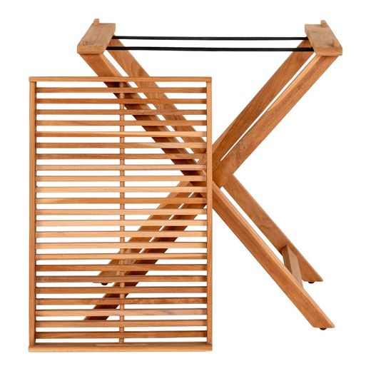 Table d'appoint de jardin avec plateau en bois de teck naturel, 60 x 40 x 70 cm | Rond