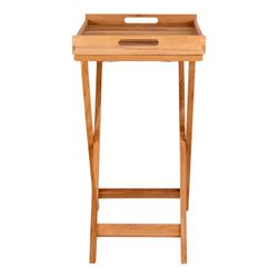 Table d'appoint de jardin avec plateau en bois de teck naturel, 60 x 40 x 70 cm | Rond