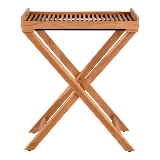 Table d'appoint de jardin avec plateau en bois de teck naturel, 60 x 40 x 70 cm | Rond