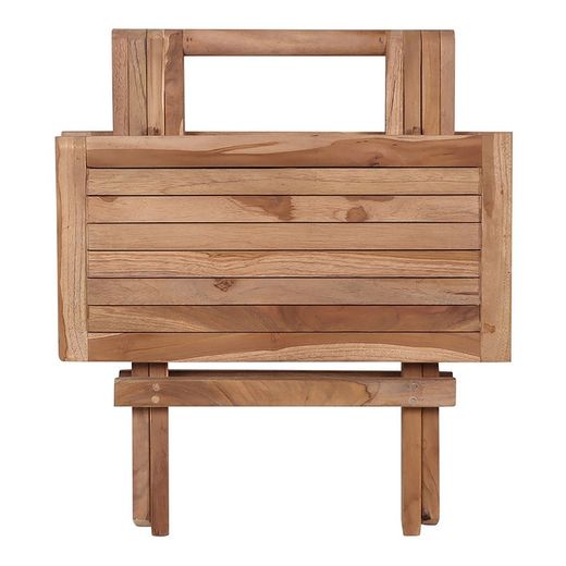 Square garden side table in natural teak wood, 50 x 50 x 50 cm | Bilbao