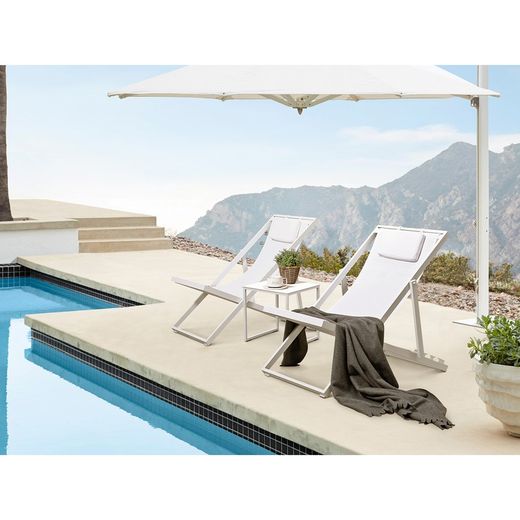 Garten-Beistelltisch aus Aluminium in Weiß, 34,5 x 34,5 x 35 cm | Davis