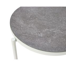 Table d'appoint de jardin en aluminium et verre blanc et gris, 47,5 x 47,5 x 56 cm | Bély