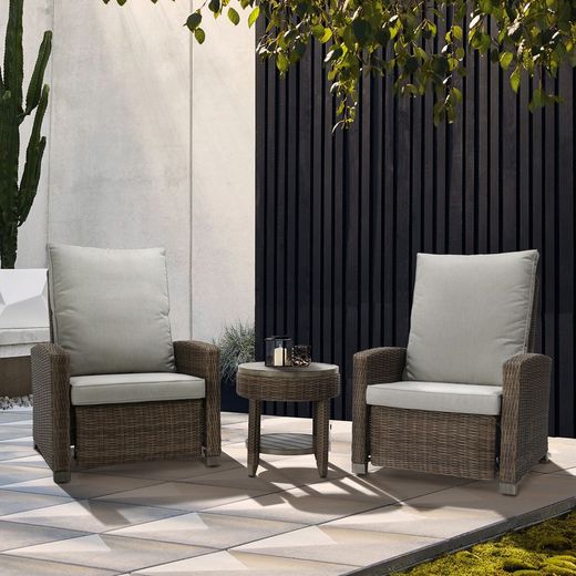 Aluminum and synthetic rattan garden side table in brown, 50 x 50 x 53 cm | Brent