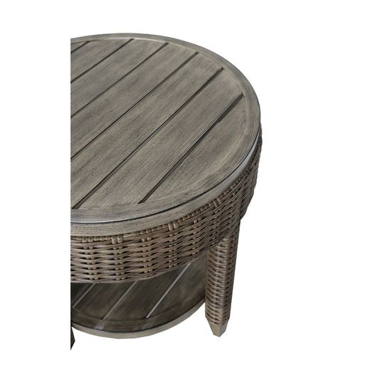 Aluminum and synthetic rattan garden side table in brown, 50 x 50 x 53 cm | Brent