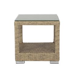 Tavolino da giardino in alluminio e rattan sintetico naturale, 50 x 50 x 50 cm | California