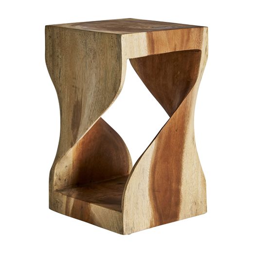 Mesa auxiliar de madera de acacia en marrón, 30 x 30 x 50 cm | Maun