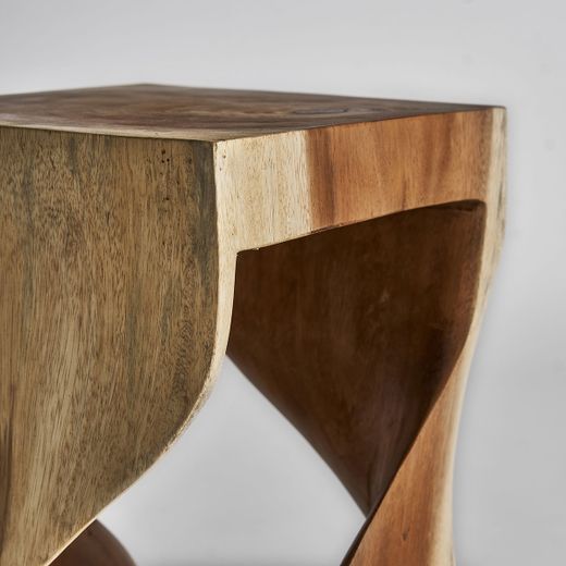 Mesa auxiliar de madera de acacia en marrón, 30 x 30 x 50 cm | Maun