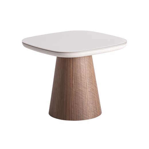 Mesa auxiliar de madera de fresno y cristal en marrón y beige, 60 x 60 x 50 cm | Torksey