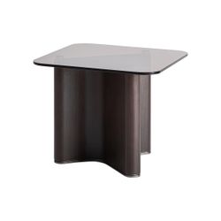 Mesa auxiliar de madera de fresno y cristal templado en marrón y gris, 60 x 60 x 50 cm | Bransby