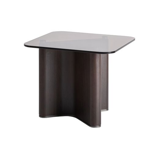 Mesa auxiliar de madera de fresno y cristal templado en marrón y gris, 60 x 60 x 50 cm | Bransby