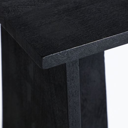 Mesa auxiliar de madera de mango en color negro, 30 x 35 x 50 cm | Znin