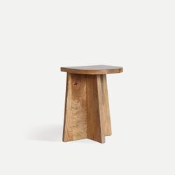 Mesa auxiliar de madera de mango en marrón, 35 x 30 x 46 cm | Znin