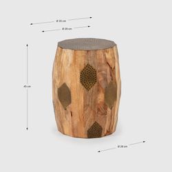 Mango wood side table in natural, 29 x 29 x 45 cm | Fabia